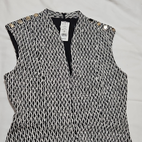 NWT Andrew Marc black and white printed midi dress, fitted and flared cut - Picture 6 of 8